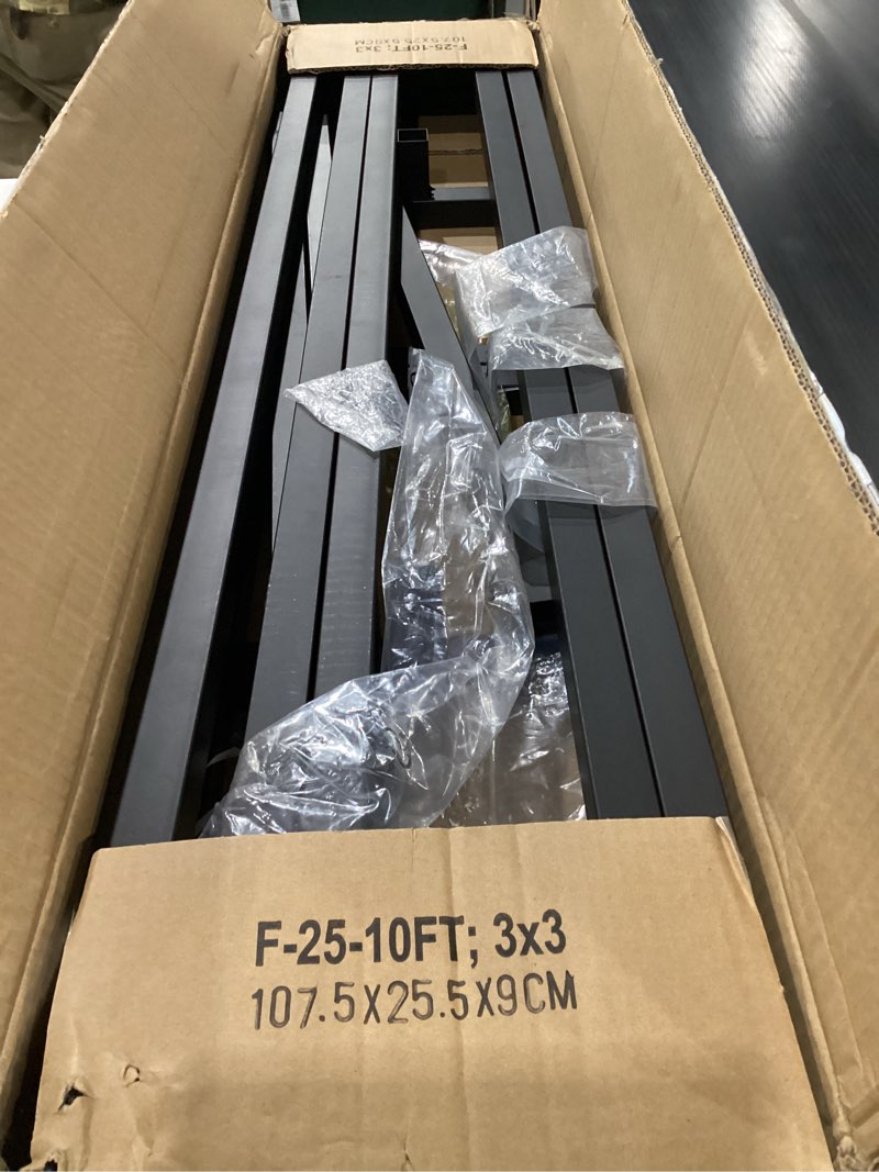 Condition photo showing New/Like New for Backdrop Stand Heavy Duty 10x10 FT Pipe and Drape Backdrop Kit Black Portable Adjustable Square Metal Arch Stand Frame for Parties Wedding Photo Booth Background Decoration 10FT Black-10FT