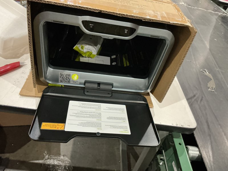 Condition photo showing Good Condition for eko mirage-t 50 liter / 13.2 gallon touchless rectangular motion sensor trash can, brushed stainless steel finish