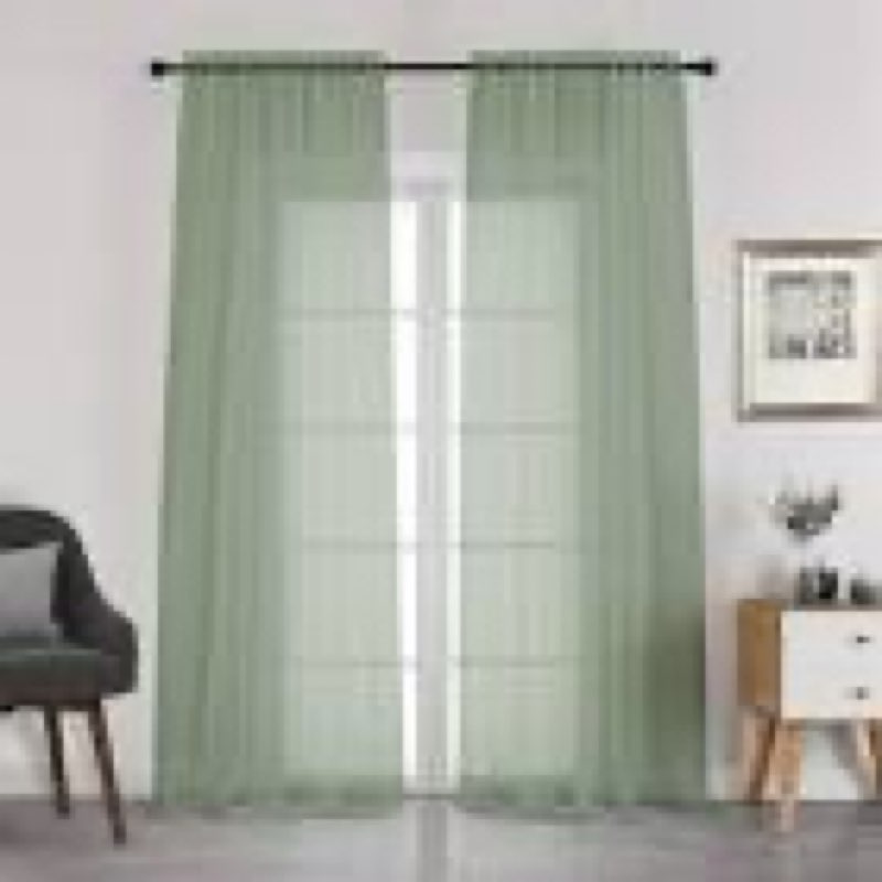 Chyhomenyc Sage Green Curtains 108 Inch Length 2 Panels Set, Faux Linen Textured Light Filtering Sof