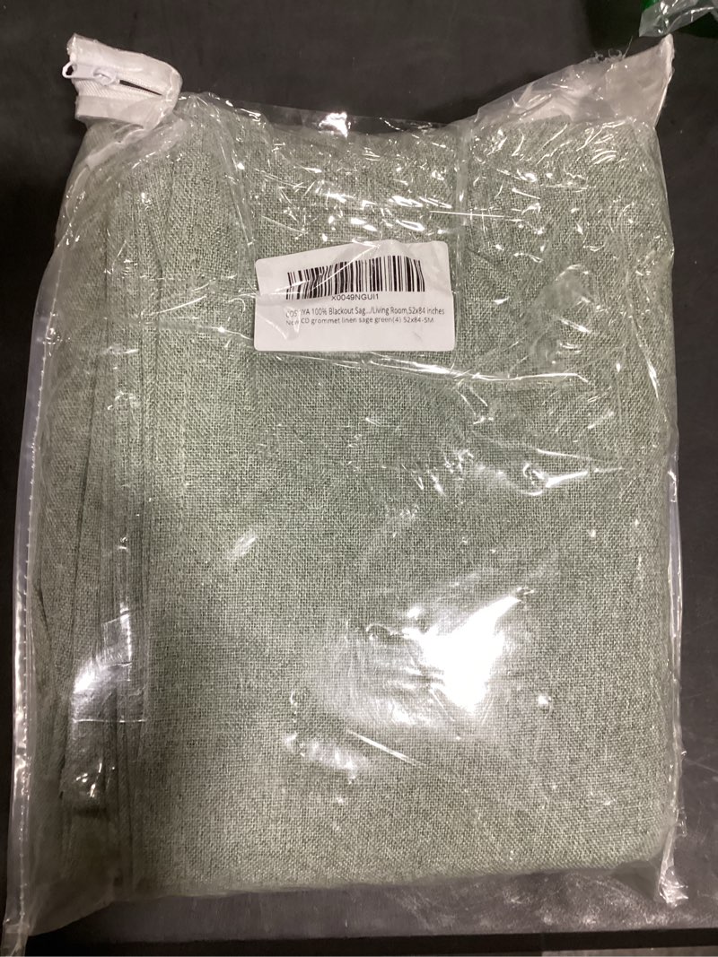 Condition photo showing Good Condition for COSVIYA 100% Blackout Sage Green Linen Curtains & Drapes 84 Inch Length 2 Panels Set, Full Room Darkening Grommet Insulated Thermal Window Panels for Bedroom/Living Room,52x84 inches 52"W x 84"L (Pack of 2) Light Sage Green Linen