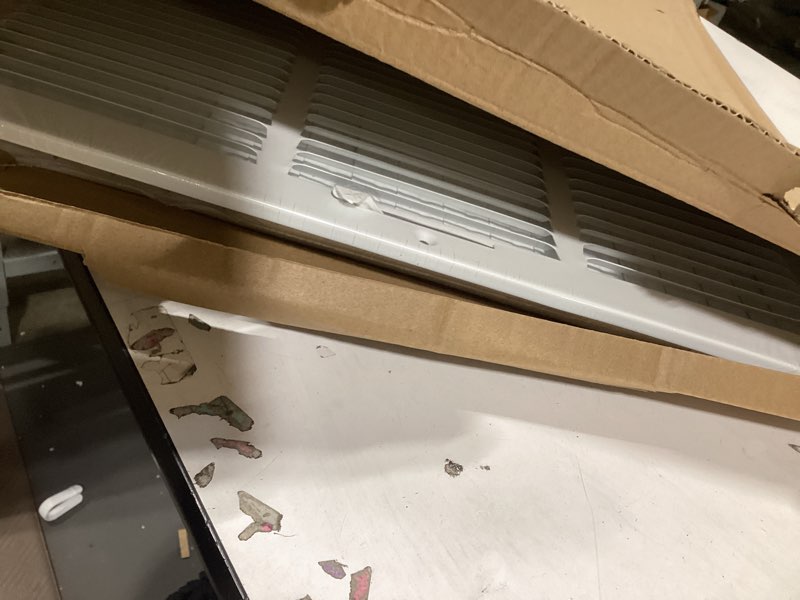 Condition photo showing Good Condition for 18x18 vent register [duct opening], vent covers for home ceiling, two-way ventilation register, adjustable solid steel wall register vent cover (18"w x18"h [duct opening])
