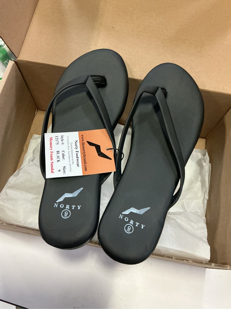 Condition photo showing New/Like New for norty - womens memory foam footbed sandals - beach, pool, shower - runs 1 size 9
