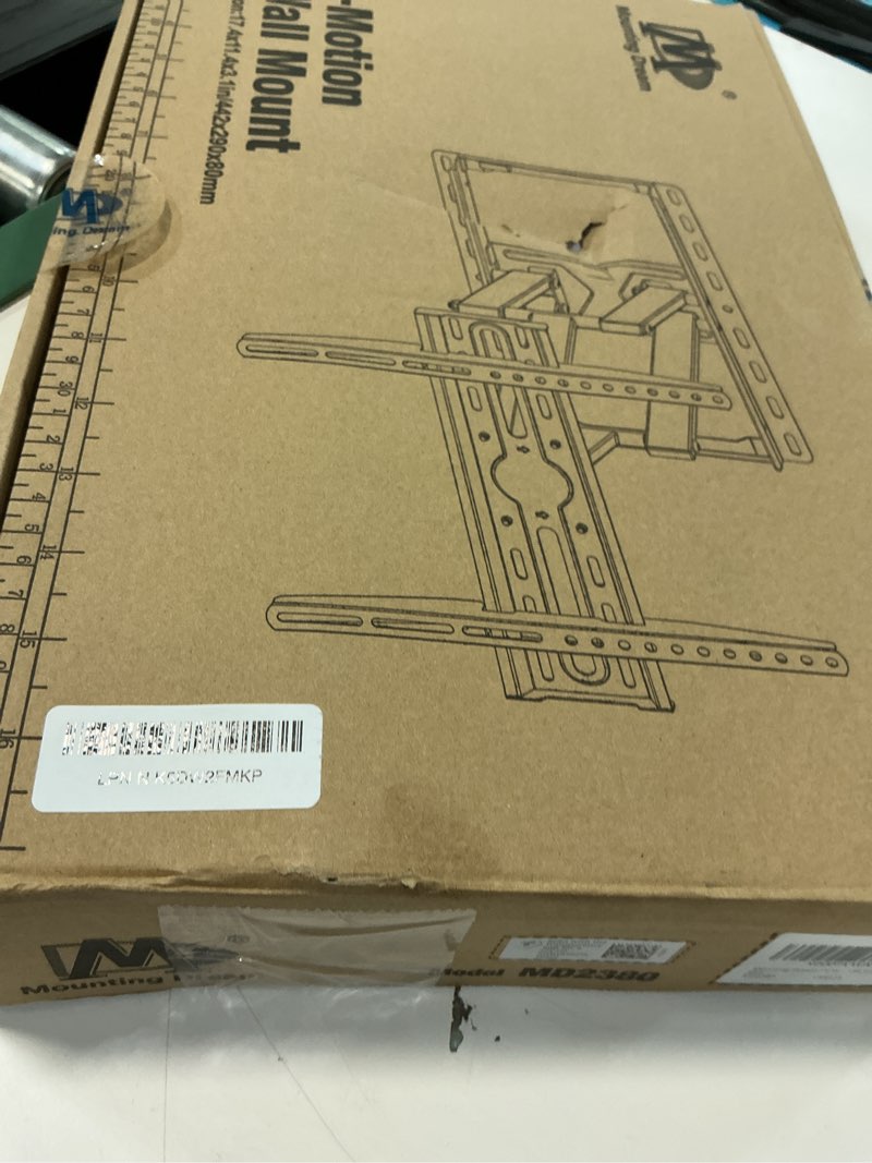 Condition photo showing Good Condition for mounting dream tv wall mount for 32-65 inch television,mount with swivel and tilt, full motion bracket with articulating dual arms, fits 16inch studs, max vesa 400x400 mm, 99lbs, md2380