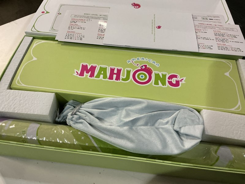 Condition photo showing Good Condition for mini mahjong set for kids & beginners, portable travel mahjong tiles set american for family, 160 acrylic mini mahjong tiles with carrying bag, mat, racks, mah jong starter kit for ages 6+ green