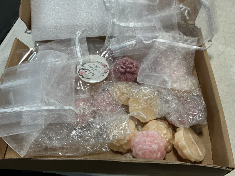 Condition photo showing Good Condition for demissle 24 set flower mini soaps for guests flower soap wedding handmade gift favors fancy decorative with thank you tags for baby shower wedding bridal guest gift party favor(rose)