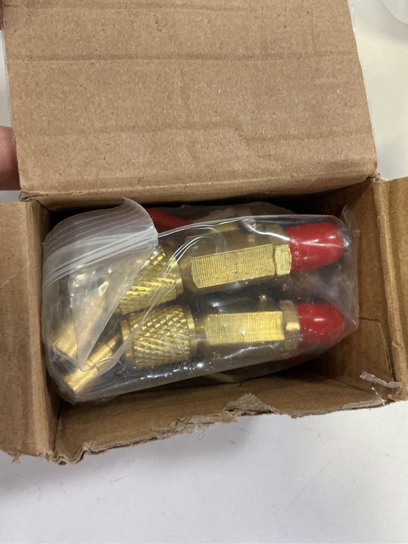 Condition photo showing Good Condition for mudder 7 pcs air conditioning refrigerant compact ball valve 1/4 inch for r410a r134a r12 r22 hvac adapter 5/16inch female to 1/4inch male(gold,3 angle ball valve, 4 angle adapter) gold 3 angle ball valve, 4 angle adapter