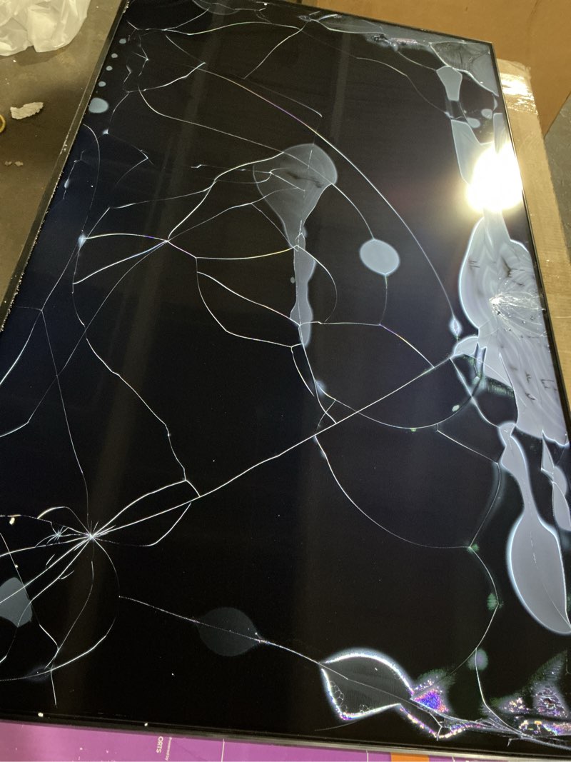 Condition photo showing As Is for screen damaged samsung 55-inch class qled q7f series samsung vision ai smart tv (2025 model, 55q7f) quantum hdr, object tracking sound lite, q4 ai gen1 processor, 4k upscaling, gaming hub, alexa built-in