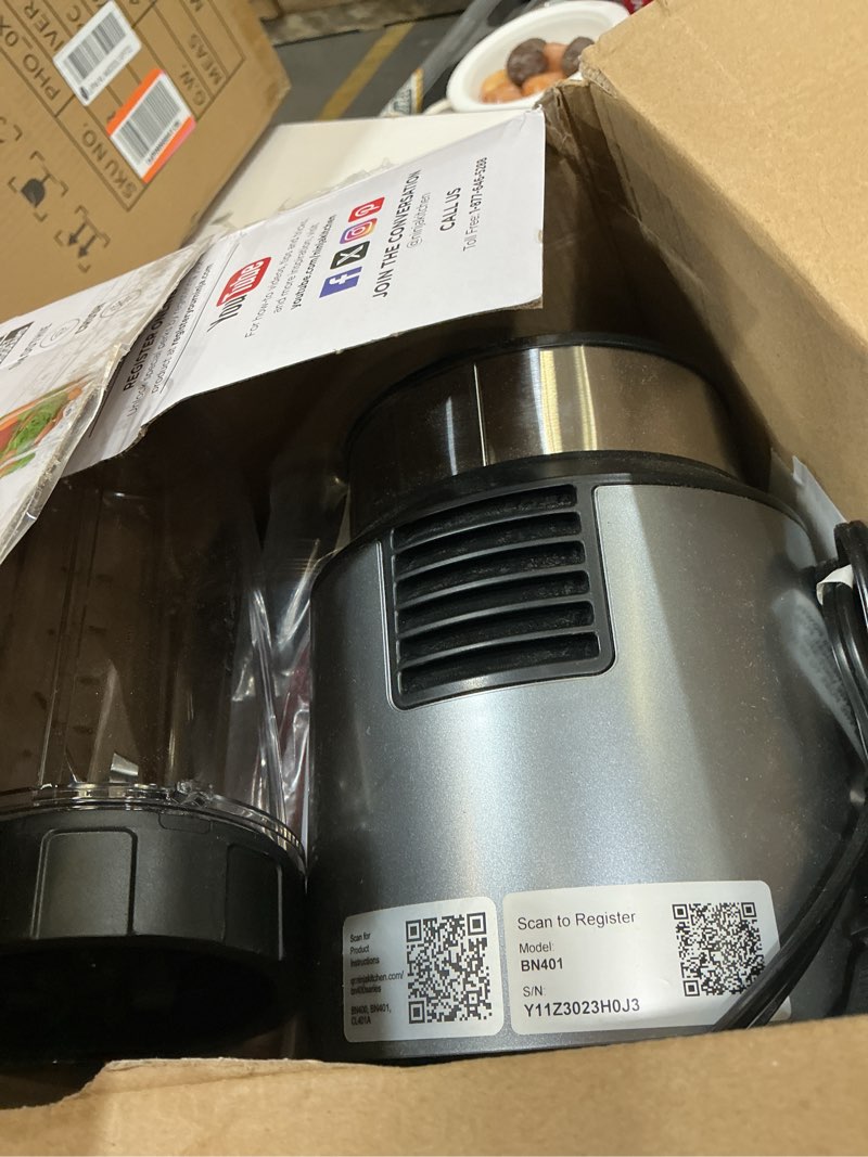 Condition photo showing As Is for ninja nutri-blender pro with auto-iq | for smoothies, shakes, frozen drinks, salsa, dips | (2) 24-oz. to-go cups & spout lids | 1100-peak-watt | silver | bn401 auto blend