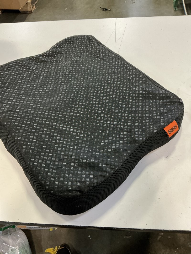 Condition photo showing As Is for premium gel kayak seat cushion, thickened non-slip waterproof seat pad, breathable universal fit for canoe fishing boat, portable washable kayak accessories, with safety travel flag - blue