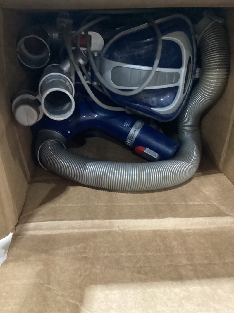 Condition photo showing As Is for USED NOT TESTED Shark Upright Vacuum, Navigator Lift-Away Deluxe with Large Dust Cup Capacity, HEPA Filter, Swivel Steering, Upholstery Tool & Crevice Tool, Blue, NV360