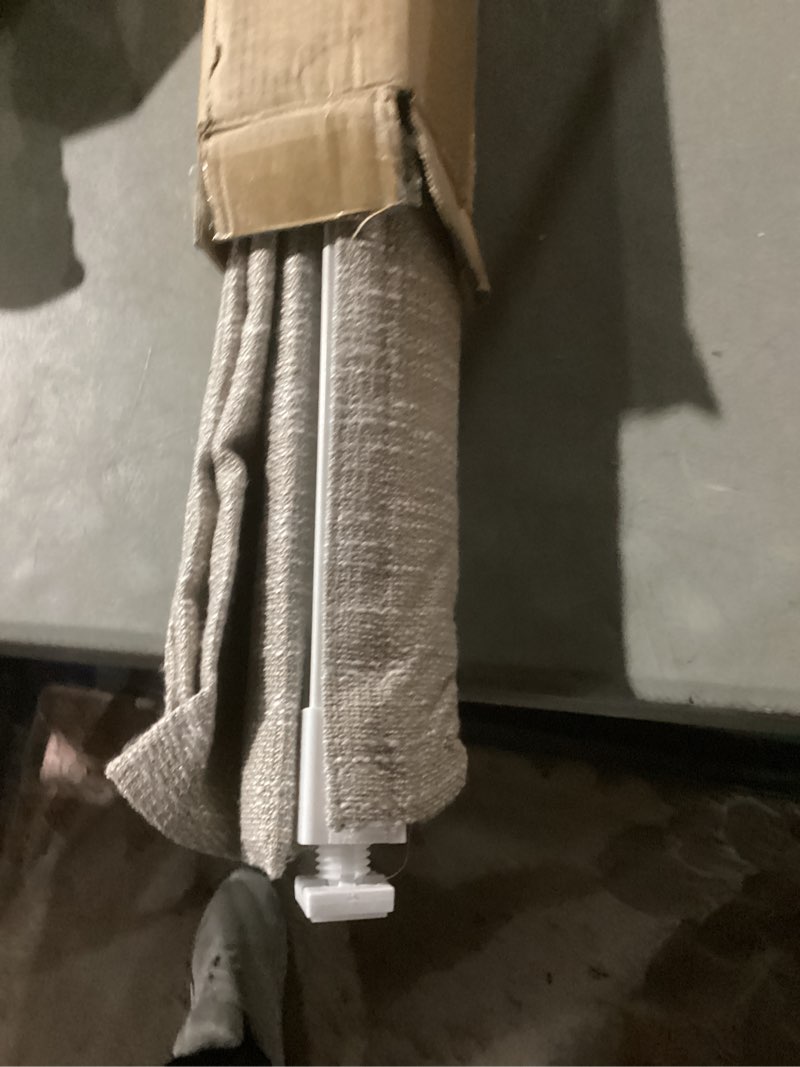 Condition photo showing As Is for berissa blackout roman shades for windows cordless,pull down linen fabric roman blinds,privacy window shades for door windows,bedroom,office,easy to install,light brown,custom size