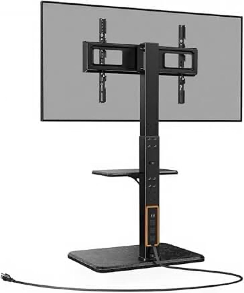 Perlegear Floor TV Stand with Power Outlet, Universal TV Stand for 32-75 inch TVs up to 110 lbs, Height Adjustable TV Stand with Swivel, Floor TV Mount Stand with Wood Base, Max VESA 600x400mm, PGFS06(similar no same)