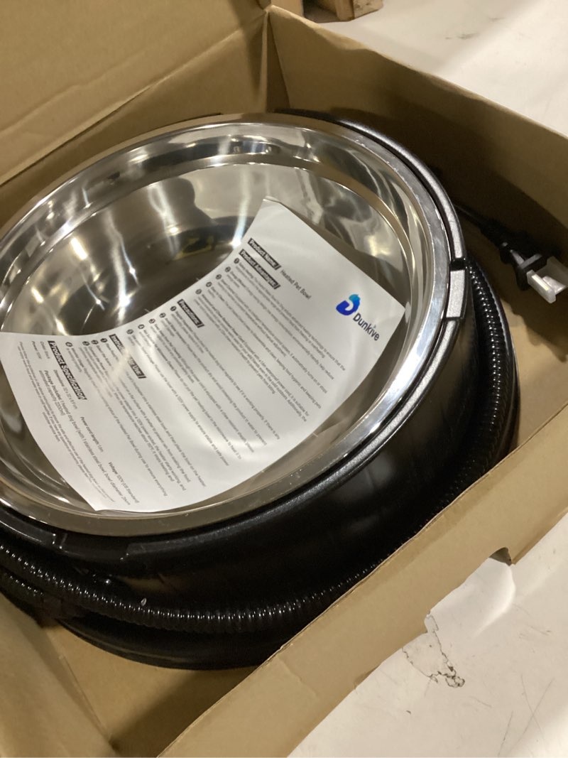 Condition photo showing item condition for Heated Water Bowl for Dog Cat with Thermostatic Control, 55W 80oz Removable Stainless Steel Heated Dog Pet Bowl with Anti Chew Cord