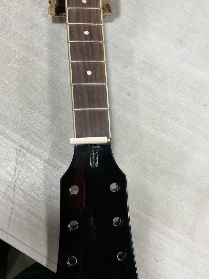 Condition photo showing Good Condition for Alnicov Electric Guitar Neck DIY For Gibson LP Guitars Parts Replacement 22 Fret Maple Neck Rosewood Fretboard with White Dots Inlay Black Gloss 2