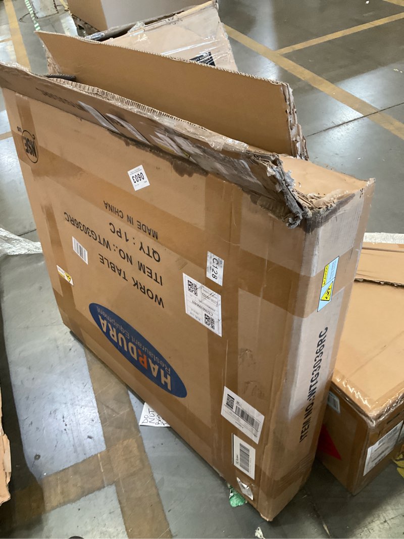 Condition photo showing Good Condition for hardura stainless steel table 30 x 36 inches with wheels casters nsf heavy duty commercial prep table with 2” backsplash and adjustable undershelf for restaurant kitchen home and hotel 30" x 36"