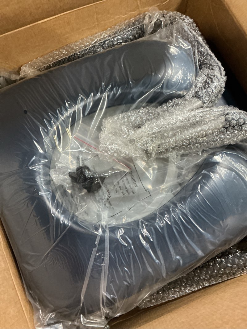 Condition photo showing New/Like New for Drop Arm Bedside Commode, Commode Toilet with Padded Seat and Backrest, 400lbs Capacity, 5.3QT Removable Bucket and Splash Guard, Adjustable Height Portable Toilet for Adults, Blue