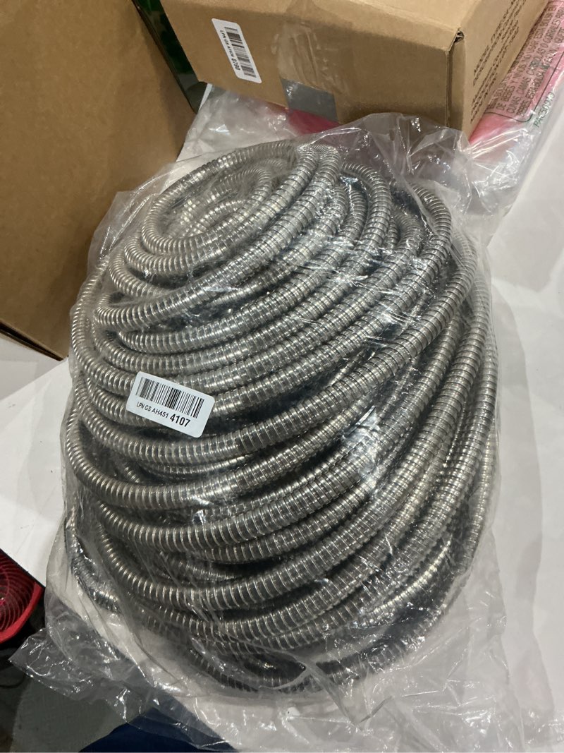Condition photo showing As Is for garden hose 100ft, water hose with 10 function nozzle, garden hose metal with leak-proof connectors, kink-free & ultra flexible, rust/pet/puncture proof for lawn, yard, car wash, 550psi 100 ft