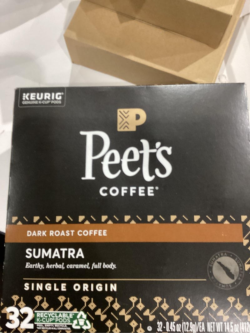 Condition photo showing Good Condition for Peet's Coffee, Dark Roast Single Serve Coffee Pods - Single Origin Sumatra 32 Count (1 Box of 32 Pods) Single Origin Sumatra 32 Count (Pack of 1)