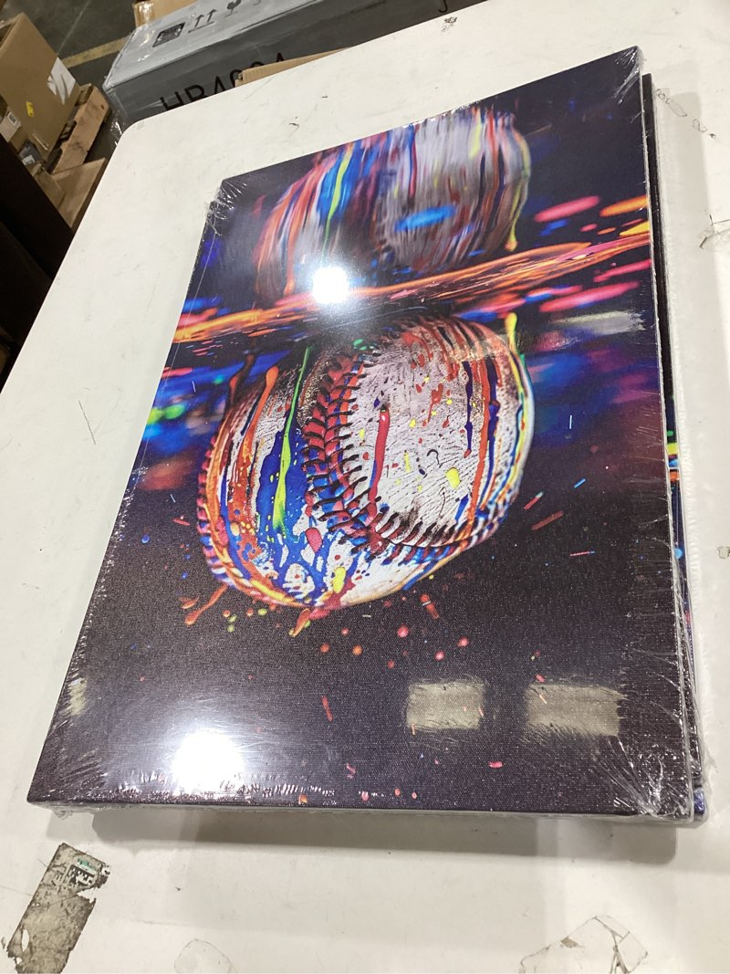 Condition photo showing New/Like New for 3pcs graffiti sports canvas wall art boys room rustic football baseball american football rugby wall decor pictures colorful modern posters prints for nursery playroom living bedroom decoration canvas 24\"l x 16\"w