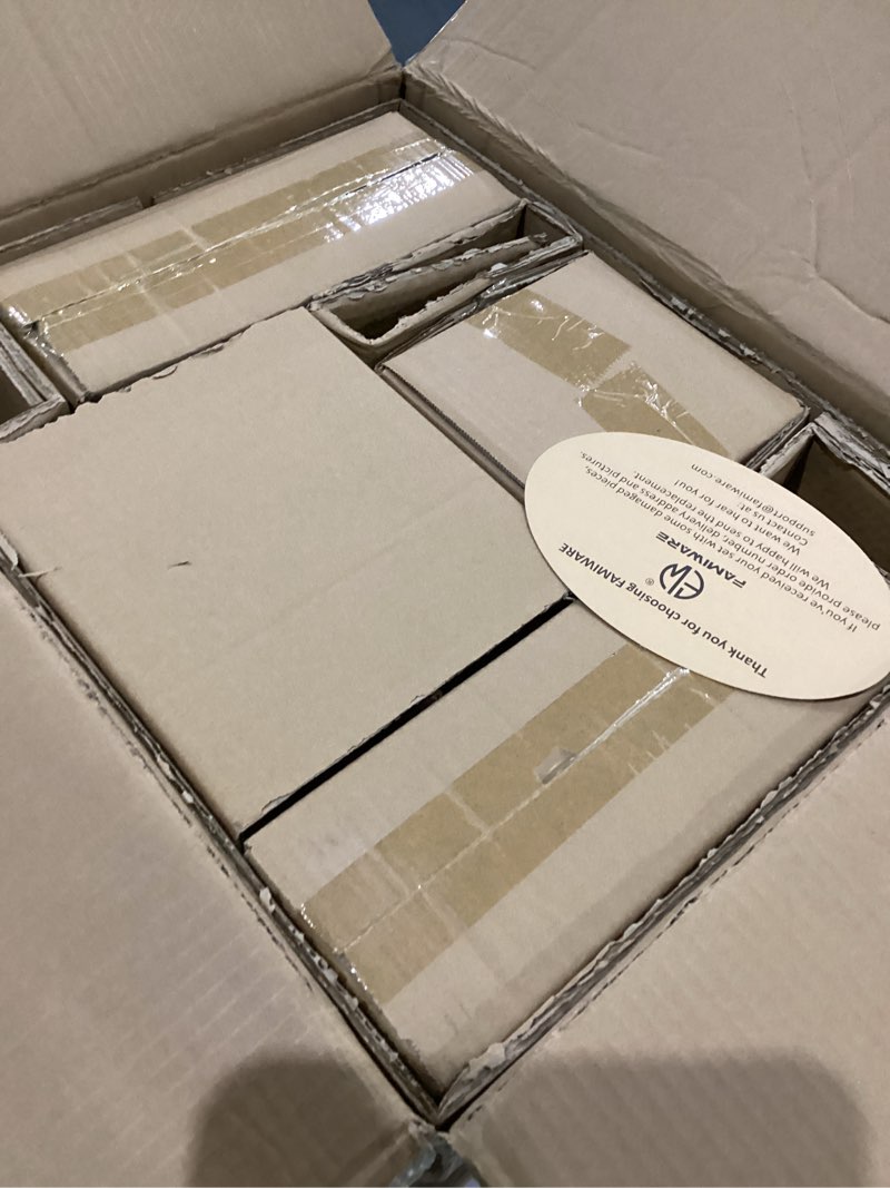 Condition photo showing Good Condition for famiware star dinnerware set with pasta bowls, service for 4 (16pcs), ribbed stoneware plates and double bowls dishes sets - chip & scratch resistant, microwave & dishwasher safe, cappuccino white cappuccino white 4-set(16pcs, with pasta bowls)