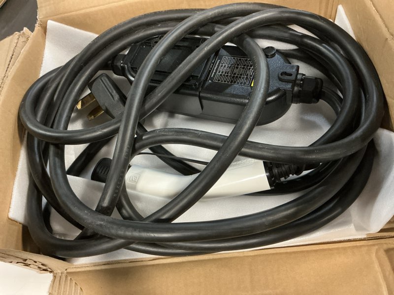 Condition photo showing As Is for tesla charger, level 2 ev charger 50amp 240v with nema 14-50 plug, 25ft cable portable electric car charging station for tesla model s/3/x/y/cybertruck, home & outdoor use, delay timer, lcd display nacs max 50a 25ft level 2