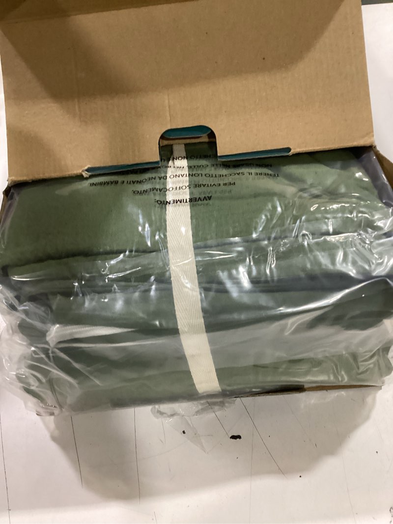 Condition photo showing New/Like New for Shilucheng 100% Linen King Duvet Cover Set, Luxury Pure Natural French Flax Linen Duvet Cover with Zipper Closure & Corner Ties, Cooling Breathable Comforter Cover 3 Piece (Olive Green) 05 - Olive Green King