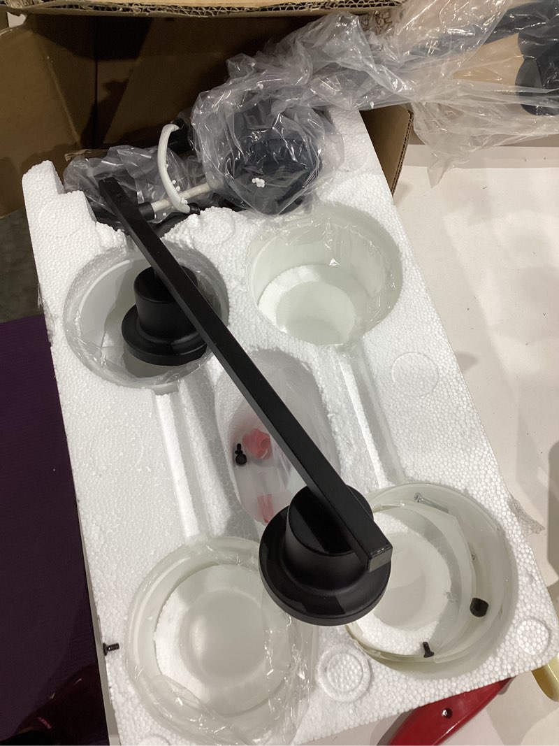 Condition photo showing As Is for 4-light bathroom light fixtures, vanity light with milky white shades, matte black bathroom light fixtures over mirror, modern bathroom wall lamp for mirror living room cabinet bedroom matte black 4-light