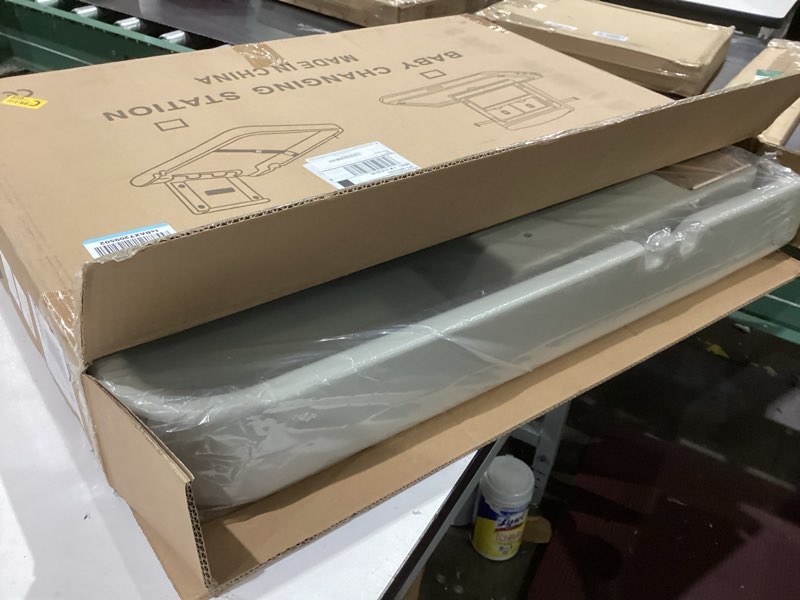 Condition photo showing Good Condition for Baby Changing Tables Fold-Down Baby Changing Station Wall-Mounted Vertical Portable Diaper Table Changing Unit Commercial Bathrooms Corner Nursery White Gray