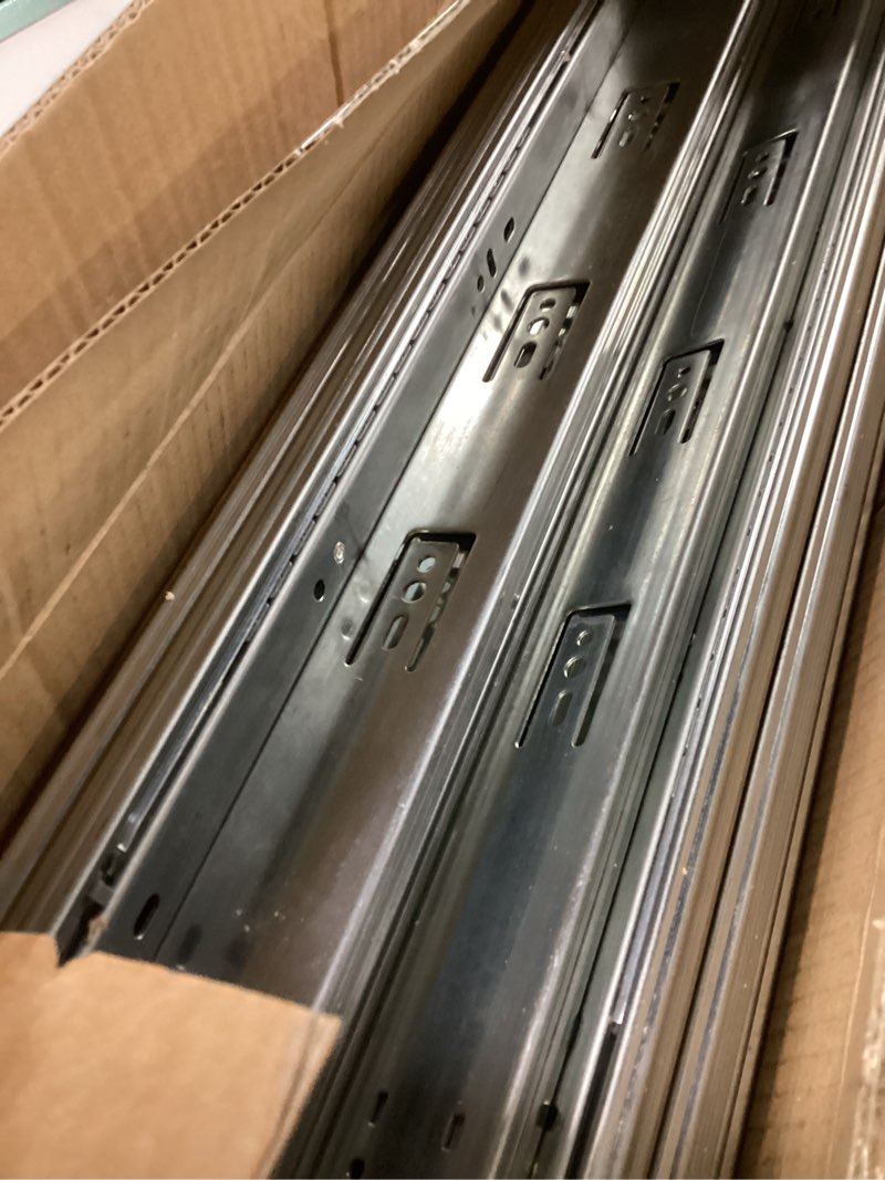 Condition photo showing Good Condition for 10 Pairs | Soft Close Drawer Slides 22 inch, HBL’ Heavy Duty Cabinet Drawer Slides Replacement - Ball Bearing Full Extension, 200 LB Capacity, Made of Cold-Rolled Steel, Rust-Resistant & Long-Lasting. 22" Drawer Slide 10 Pairs Silver