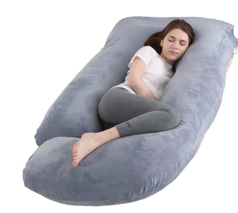 jcickt j-shaped pregnancy pillow, full body pillow, 59 inches with easy-to-remove and washable velvet cover, supports back, legs, and hips of pregnant women, improves
