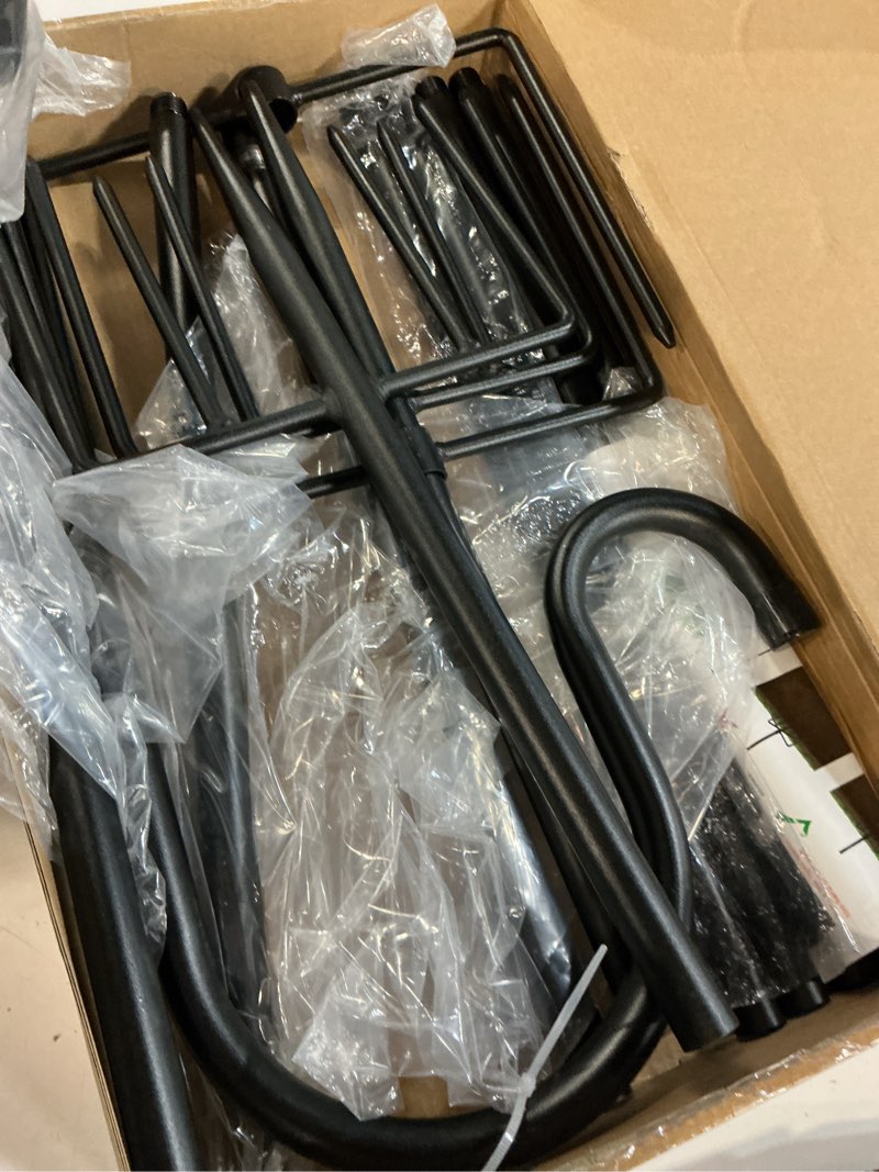 Condition photo showing Good Condition for 84" shepherds hooks for outdoor, heavy duty garden bird feeder pole hanging bird feeder, solar light lanterns, outdoor plant hanger hook with 7 base prongs, 2 packs 84 inch 2 pack