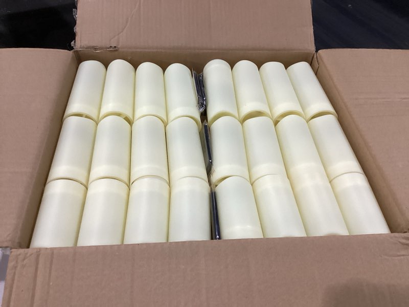 Condition photo showing New/Like New for yoroxrg set of 96 waterproof outdoor flameless candles, led candles with 4 remote and timer,(h 4" 5" 6" x d 2.2"),for halloween wedding festival 96pack-ivory
