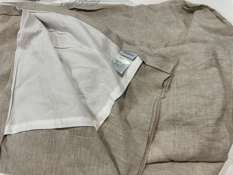 Condition photo showing Good Condition for quince european linen curtain - single panel, flax, 48x108 in ,1 piece