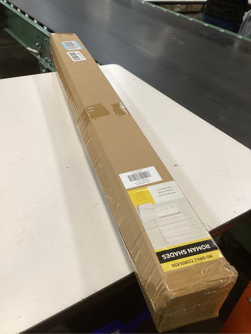 Condition photo showing New/Like New for 100% blackout no tools no drill cordless roman shades for windows, size 35 3/4" w × 60" h (for windows 36" w × 60" h) blackout - grey blackout - grey 36" w × 60" h