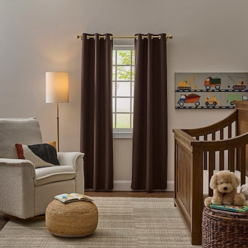 allen + roth 84-in chocolate brown room darkening grommet curtain panel pair