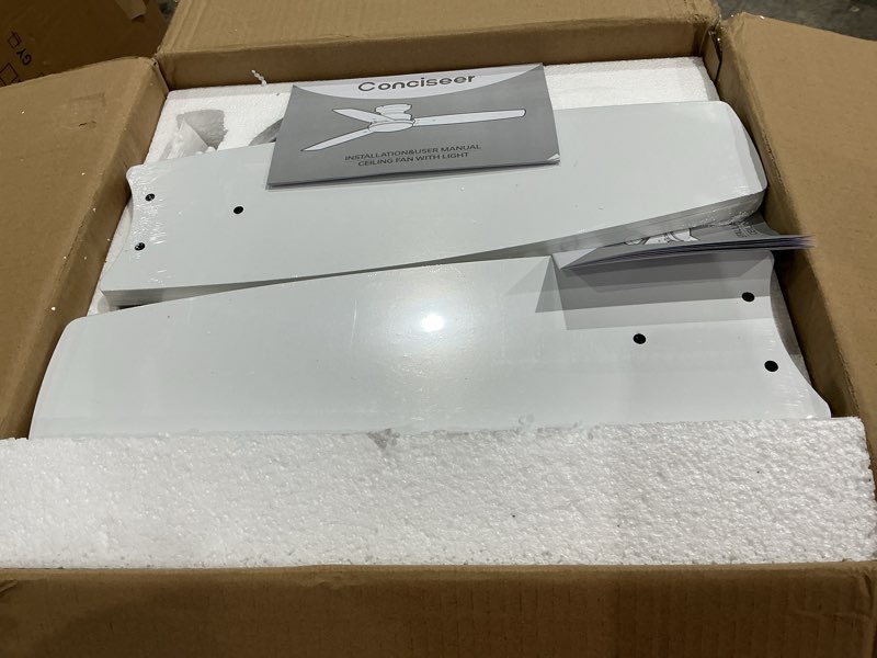 Condition photo showing Good Condition for conciseer modern ceiling fans with lights,52 inch ceiling fans with remote for bedroom living room kitchen, 18w 6cct dimmable?5 blades 6 speed reversible quiet dc motor white