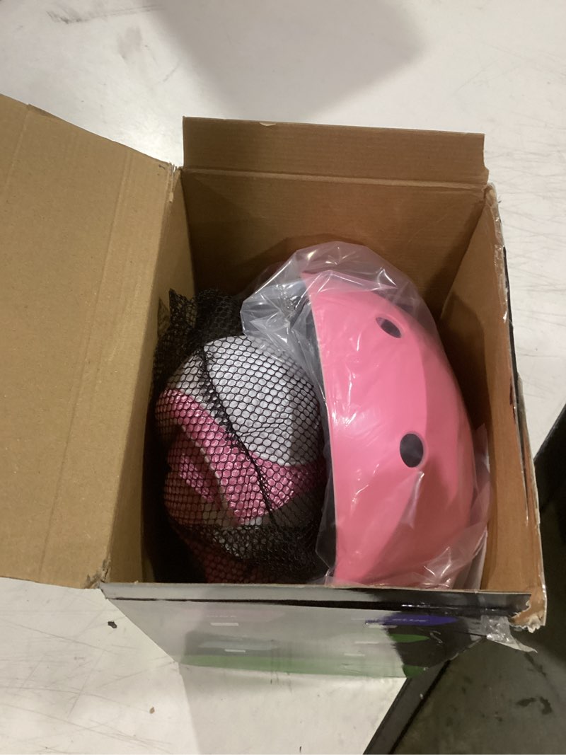 Condition photo showing Good Condition for kids bike helmet set, adjustable helmet for ages 2-3-5-8-14 year boys girls, toddler pad set with knee and elbow pads for bike, roller, skating, scooter, longboard and more sports, 6 color m: 21.3"-22.4"/8-14 years old pink