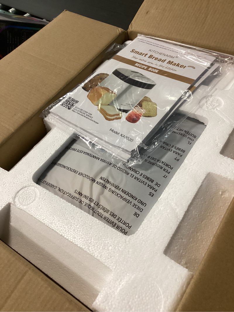 Condition photo showing Good Condition for KITCHENARM 29-in-1 SMART Bread Machine with Gluten Free Setting 2LB 1.5LB 1LB Bread Maker Machine with Homemade Cycle - Stainless Steel Breadmaker with Recipes Whole Wheat Bread Making Machine 29 Programs - 3 Loaf Sizes - 3 Crust Colors Stainless Steel