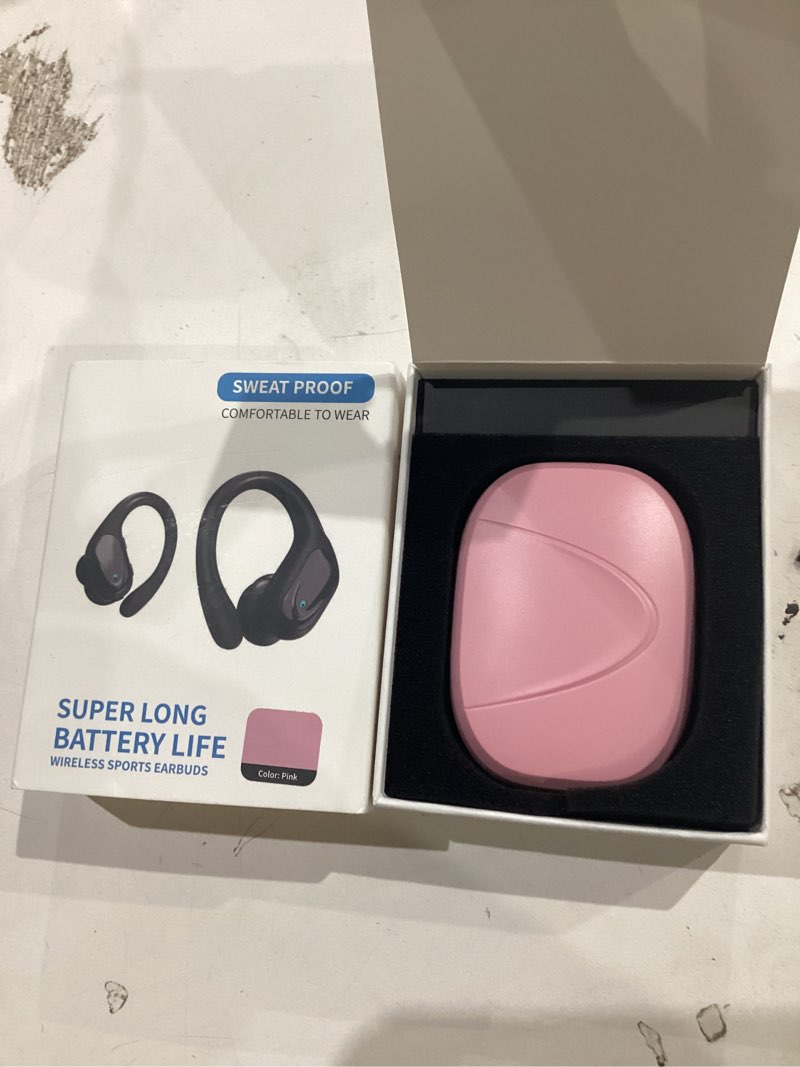 wireless earbuds, sports bluetooth headphones, 80hrs playtime ear buds with led power display, noise canceling headset, ipx7 waterproof earphones for workout/running (pink) light pink