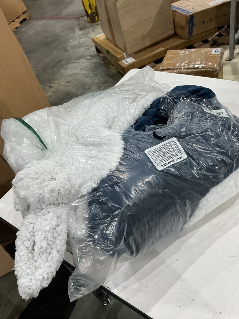 Condition photo showing As Is for electric heated blanket full size 72"x84", soft flannel with overheat protection, 9 adjustable heat settings & 10-hour auto-off timer, fast heating for winter comfort, for couch & bed, navy blue 25-navy blue full 72"x84"