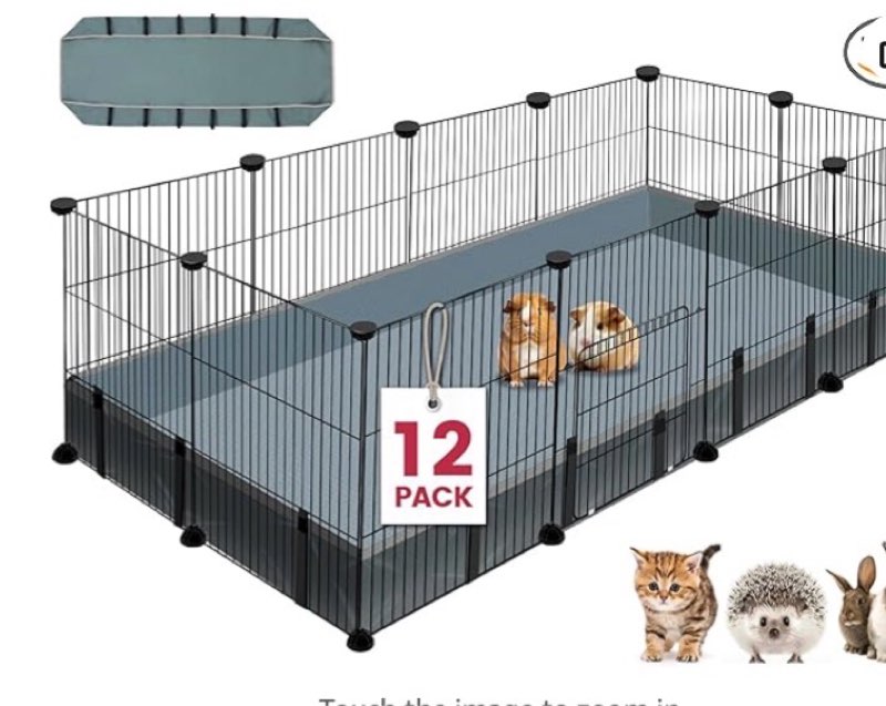 viscoo 12 panels small animal playpen, 48" x 24" x 16" pet playpen with waterproof mat, c&c cage for guinea pigs, puppy play pen, bunny playpen, indoor outdoor portable metal wire yard fence