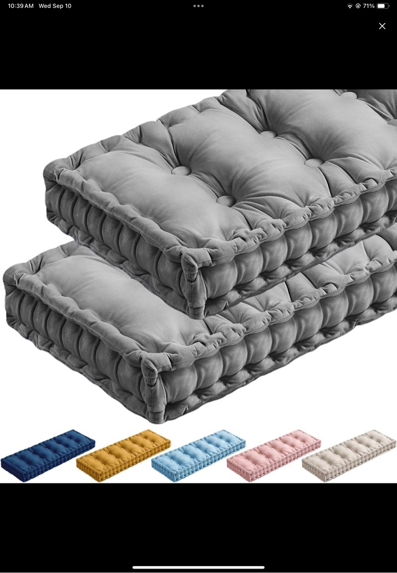 dilunave 1 pack bench cushions for indoor furniture, 36x14 inch velvet kitchen dining piano window seat cushion, tufted memory foam patio porch swing bench seat pads(gray) gray 36 x 14 inch