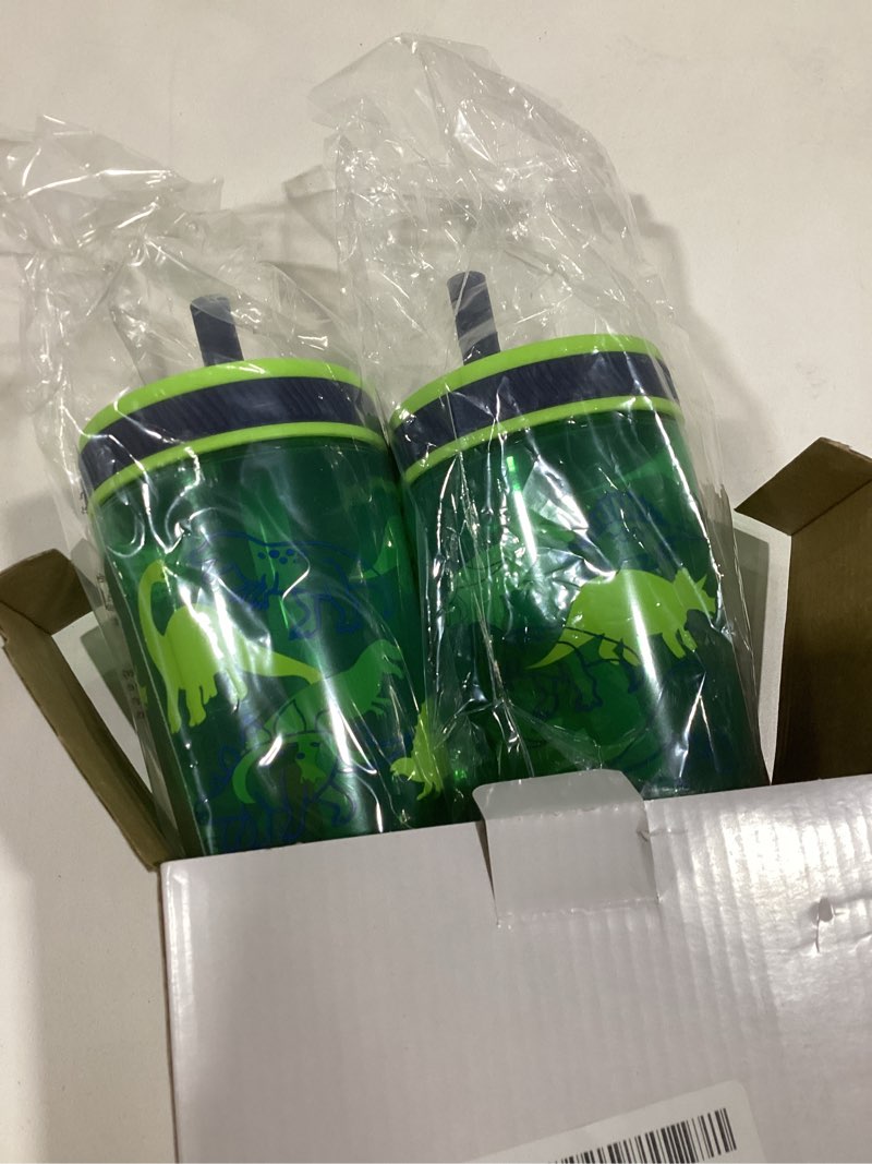 Condition photo showing Good Condition for Zak Designs Kelso 15 oz Tumbler Set, (Dino Camo) Leak-Proof Screw-On Lid with Straw Made of Durable Plastic and Silicone, Perfect Cup Bundle for Kids (2pc Set)