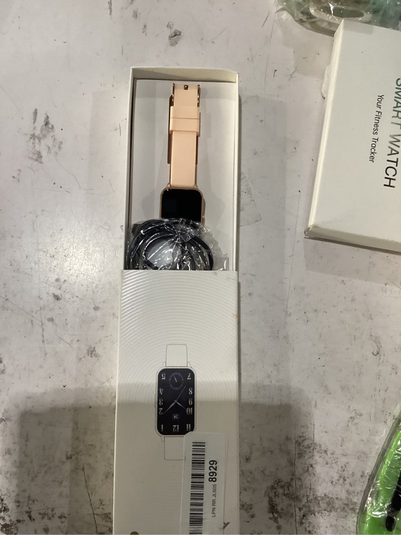 Condition photo showing New/Like New for smart watch fitness tracker make/answer calls for women men with heart rate blood oxygen sleep monitor sports modes step calorie counter ip68 waterproof for android phones iphone (rectangle, pink) pink rectangle