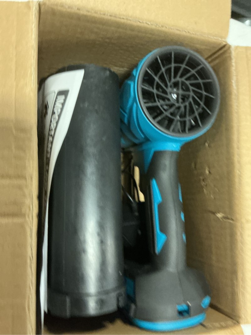 Condition photo showing As Is for fullyea leaf blower cordless, small leaf blower with 2*4.0ah batteries & charger, portable air duster lightweight, 20000 rpm handheld leaf blowers for patio cleaning, lawn care, blowing leaves, dust