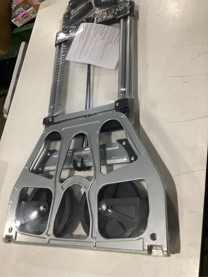 Condition photo showing New/Like New for teprovo folding hand truck dolly cart,340lb capacity portable aluminum dolly cart with telescoping handle and 7 inch rubber wheels for moving,shopping,travel,office use