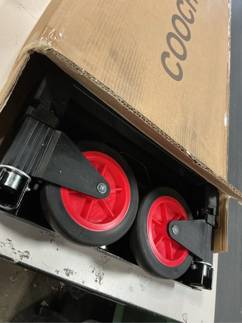 Condition photo showing Good Condition for 3-in-1 Folding Hand Trucks, 600Lbs Convertible Hand Truck Dolly, Heavy Duty Convertible Dolly with Retractable Handle and 4 Rubber Wheels, Collapsible Cart for Moving Office/Home/Warehous(Red) ( similar