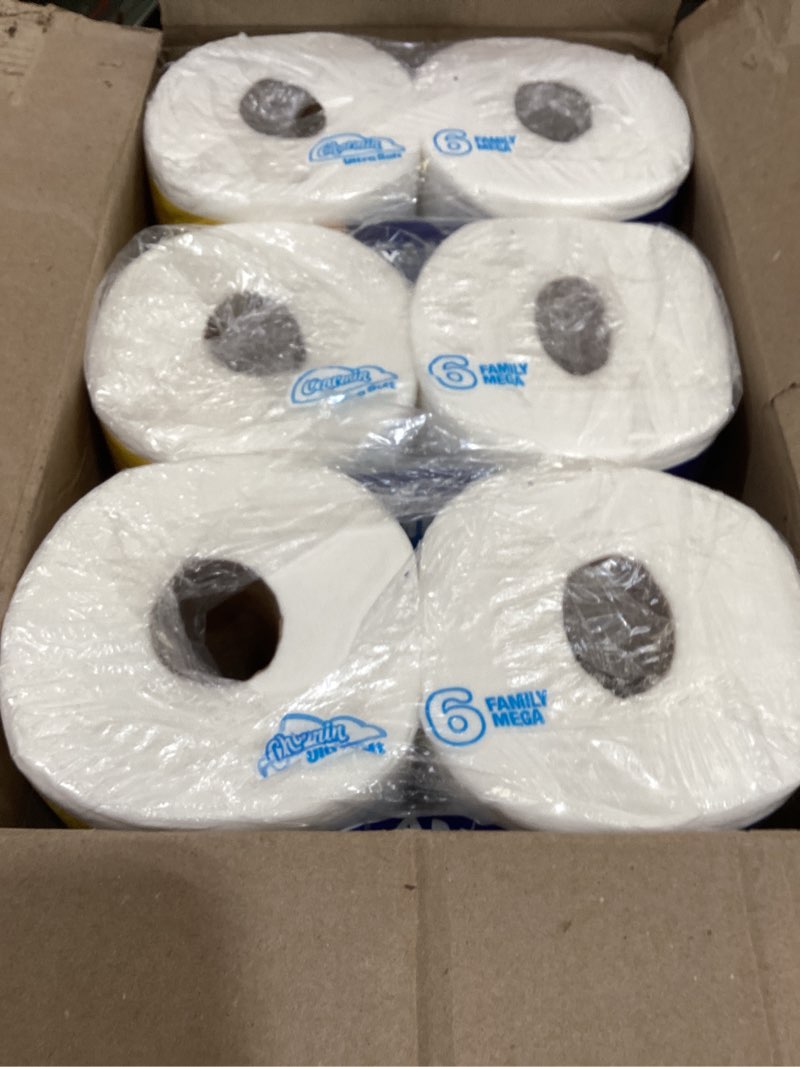 Condition photo showing New/Like New for charmin ultra soft cushiony touch 2-ply toilet paper, 18 family mega rolls = 90 regular rolls, white family mega 18 rolls (267 sheets)
