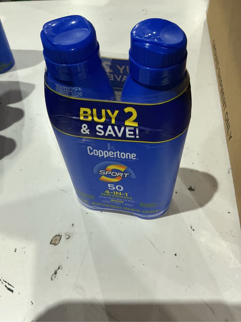 Condition photo showing New/Like New for coppertone sport sunscreen spray - spf 50 - 11oz - twin pack