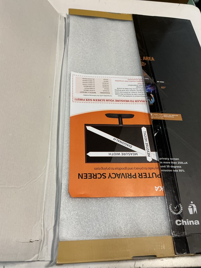 Condition photo showing Good Condition for magnetic 27 inch privacy screen for computer monitor, fit frameless monitor 16:9 widescreen, anti blue light filter, anti-glare eye protector shield, adhesive-free, easy installation magnetic 27 inch ?16?9?